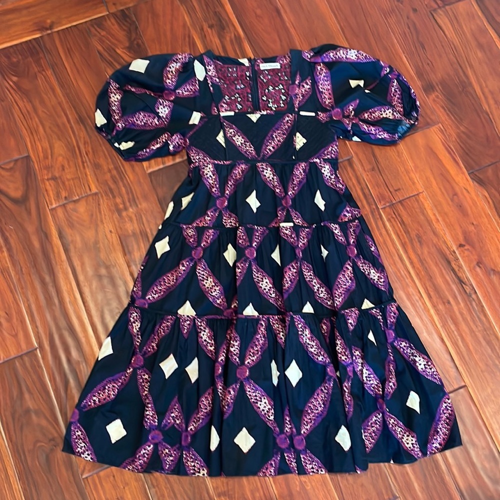 Ulla Johnson Purple and Black Midi Dress